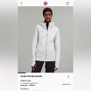 Lulu lemon full zip scuba hoodie